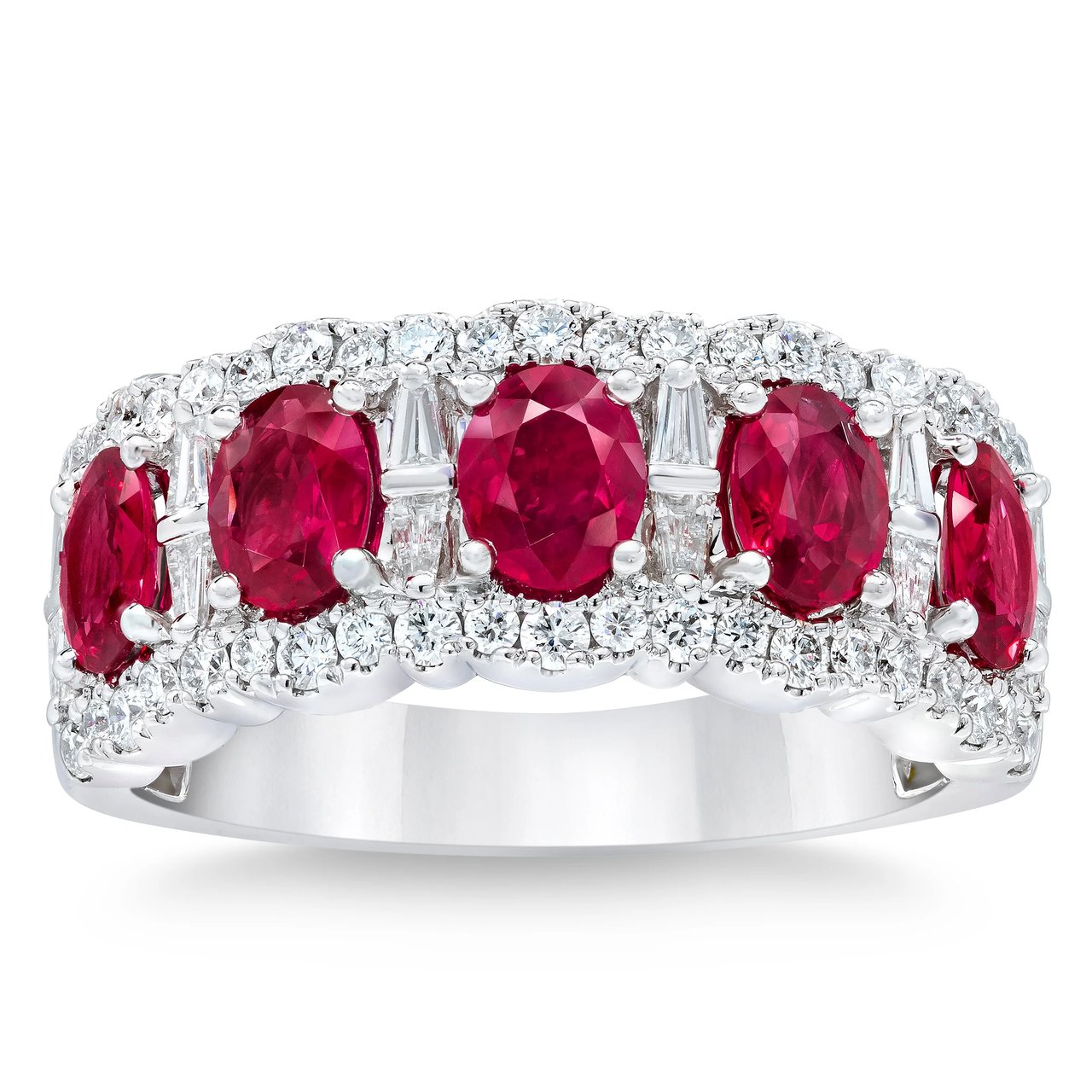 14kt White Gold VS2 I 0.60 CTW Diamond & Ruby Ring, Size 7 - Image 1