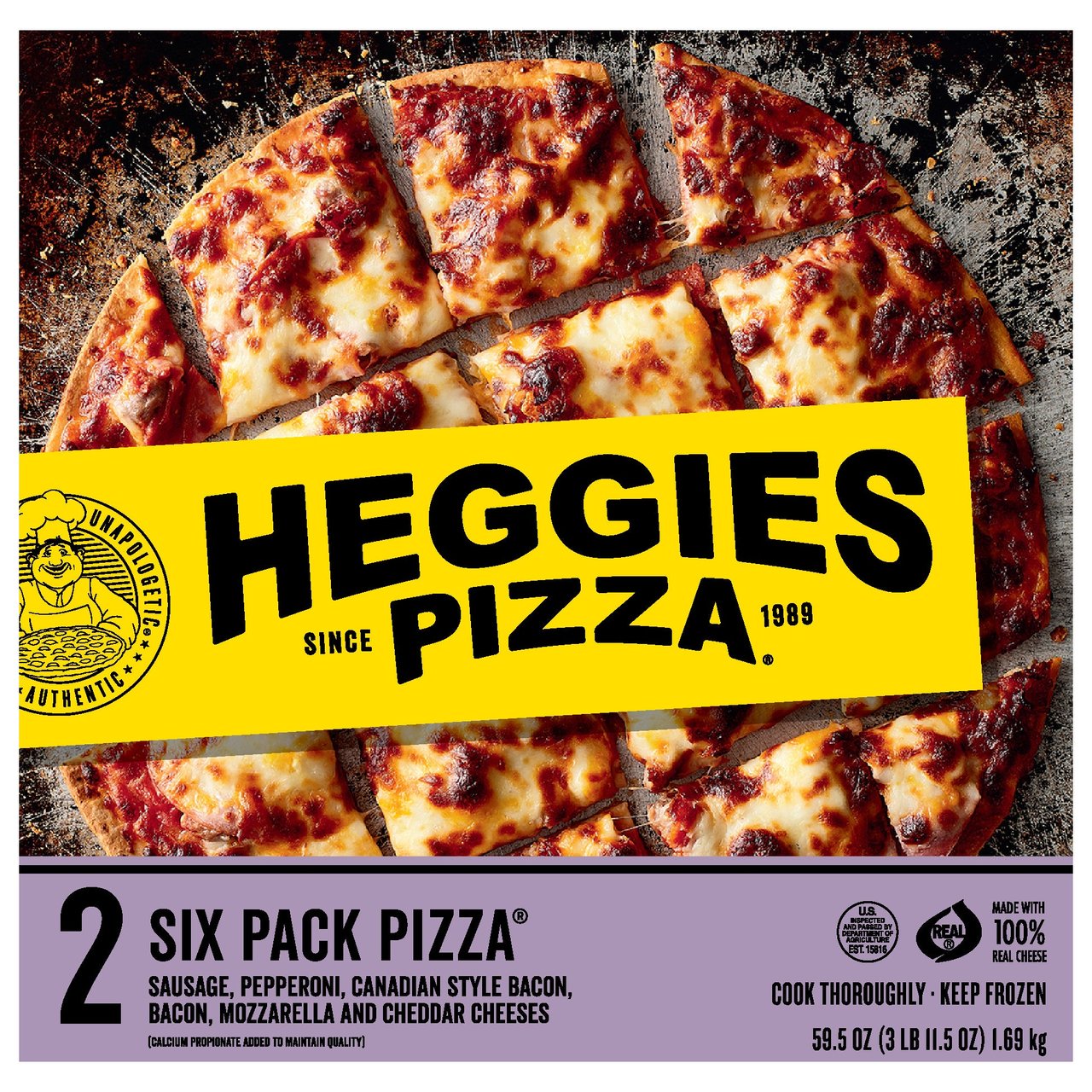 Heggies Six Pack Pizza Four Meat 2 Count Box - Image 1