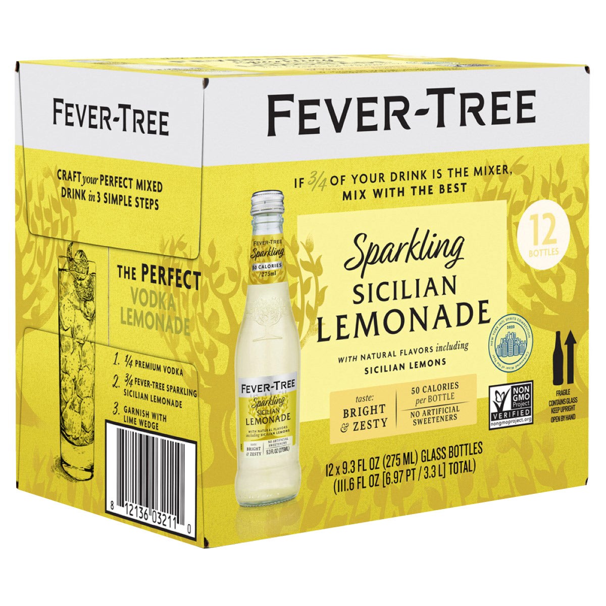 Fever-Tree Sparkling Sicilian Lemonade, 12 x 9.3 oz - Image 1