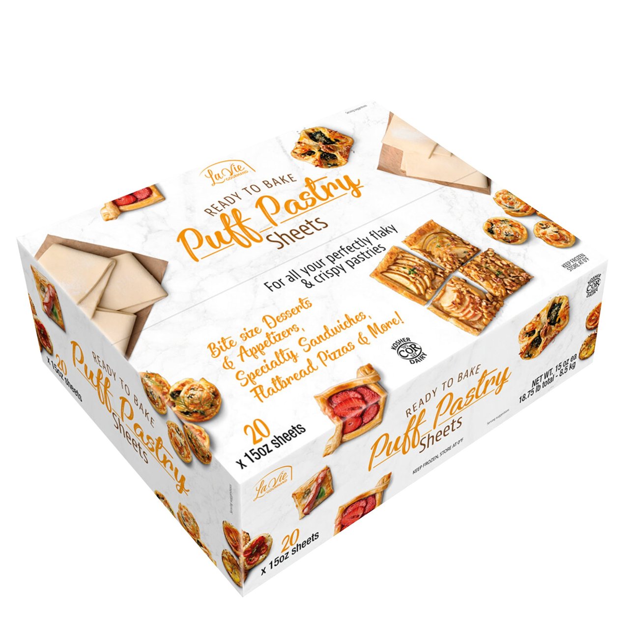 La Vie Gourmand Puff Pastry Sheets, 20 Count, 15 oz Each - Image 1
