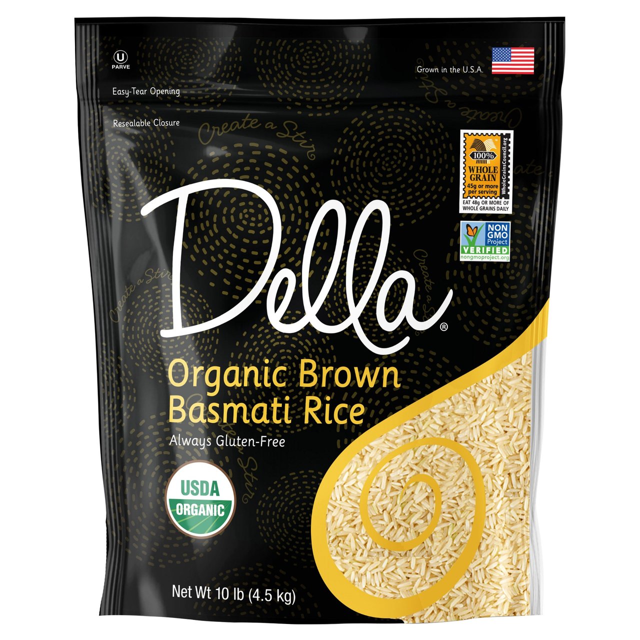Della Organic Brown Basmati Rice 10 lb - Image 1