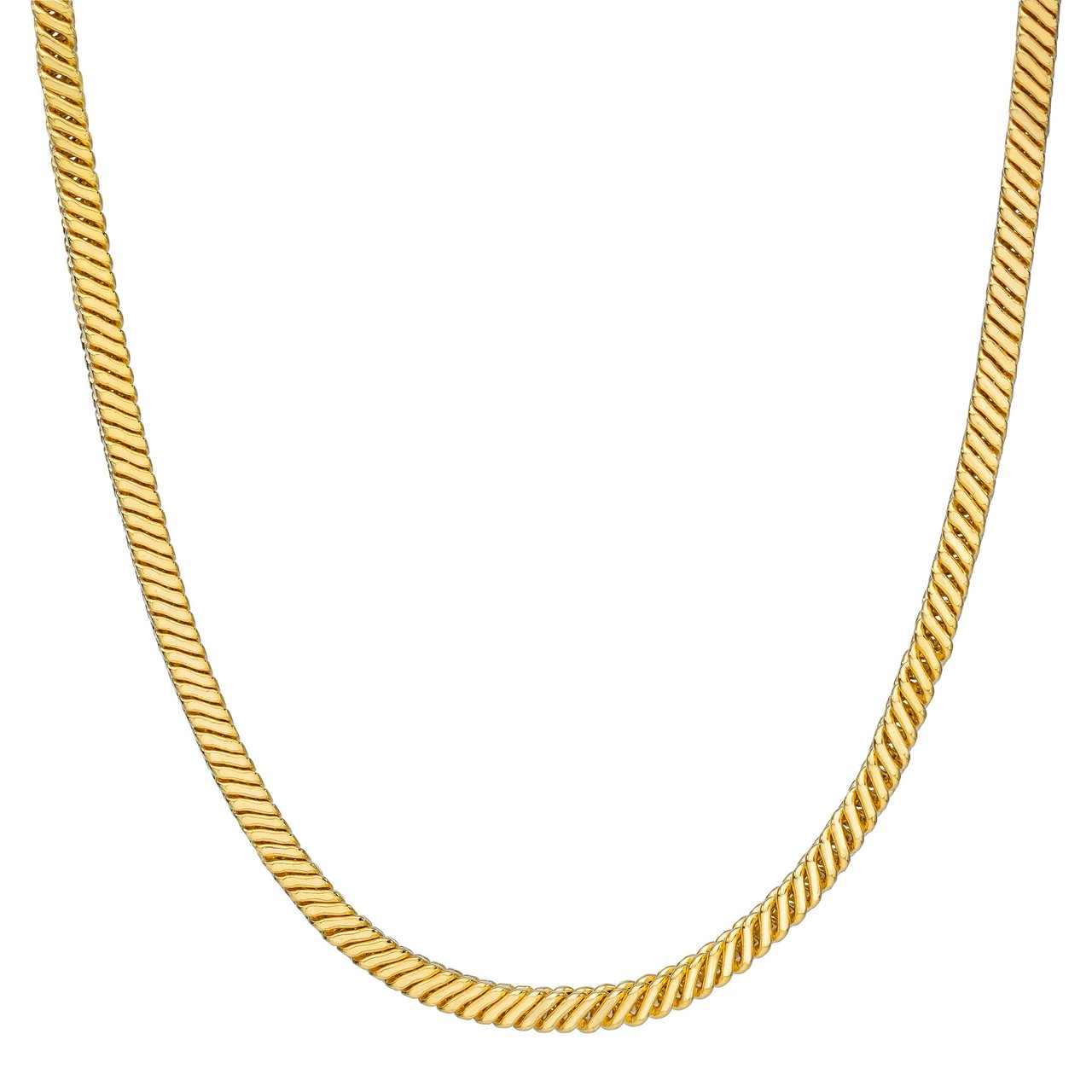 18KT Yellow Gold 18" Square Snake Necklace Made in Italy - Image 1