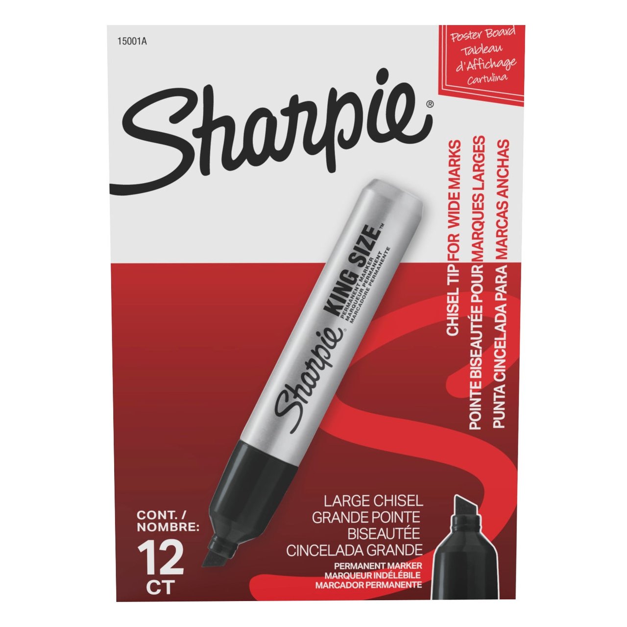 Sharpie King Size Permanent Markers, Black, 12-Count (SAN15001A) - Image 1