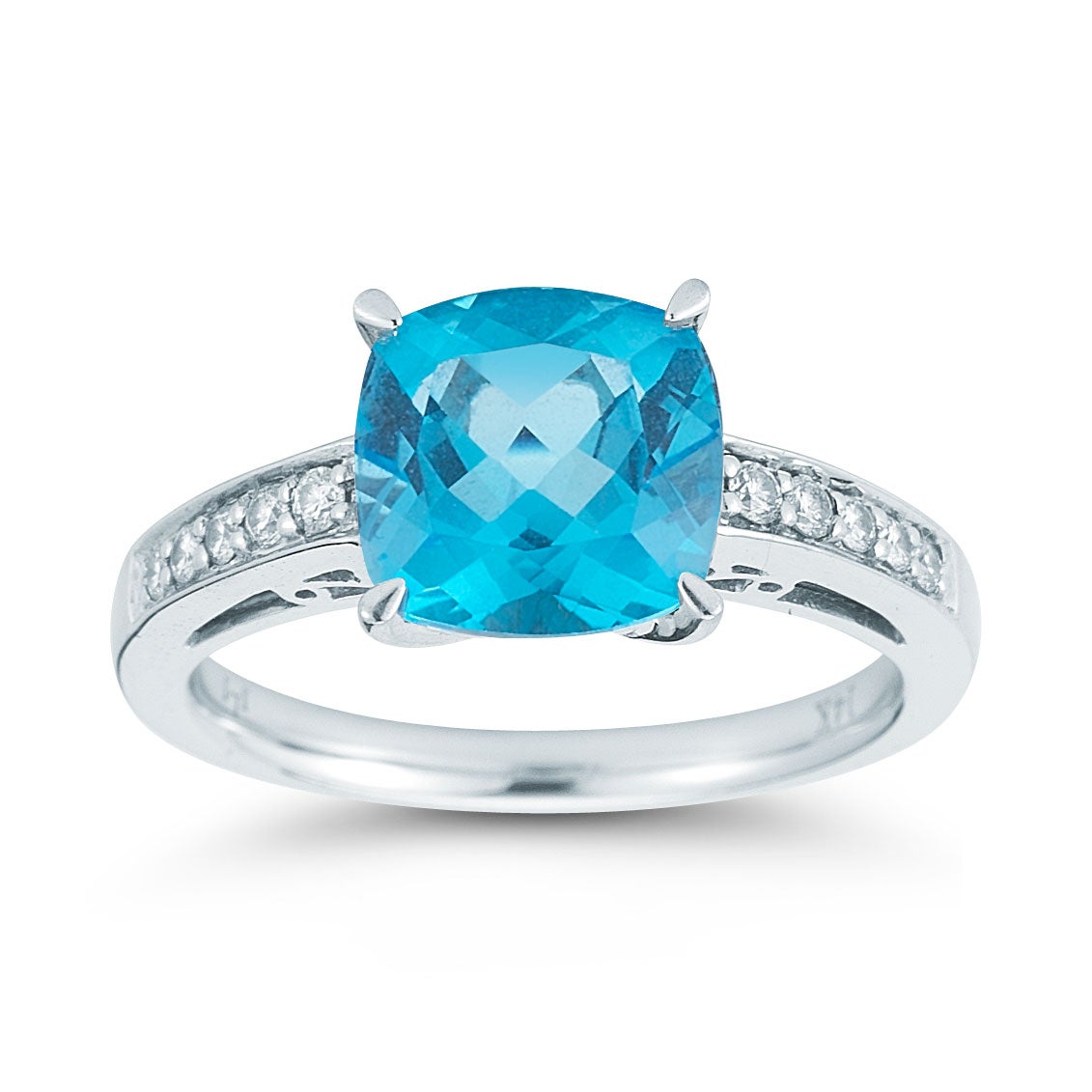 14kt White Gold .14ctw VS2, I Diamond and Blue Topaz Ring - Image 1