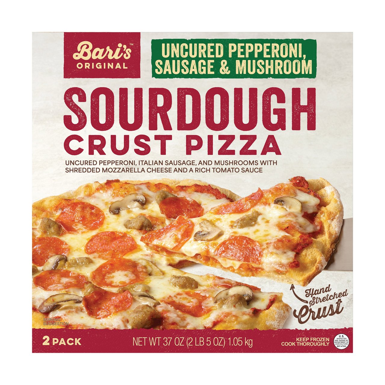 Bari's Sourdough Pepperoni Sausage & Mushroom Pizza 2/18.5 oz - Image 1
