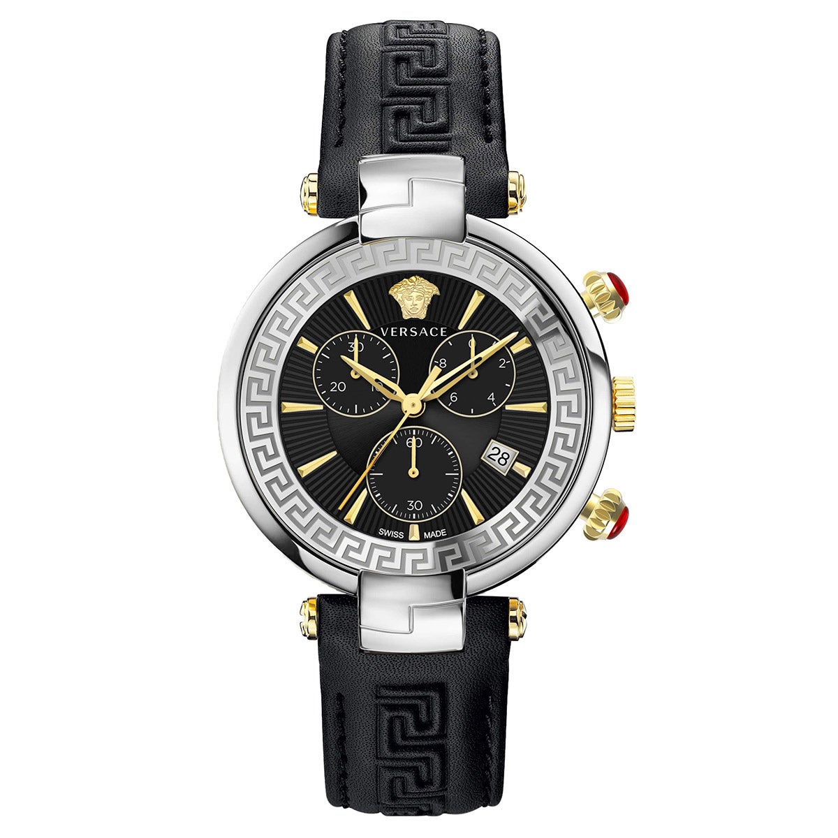 Versace Revive Chronograph Women's Quartz Watch — Ivory Leather Strap, 41mm - Image 1