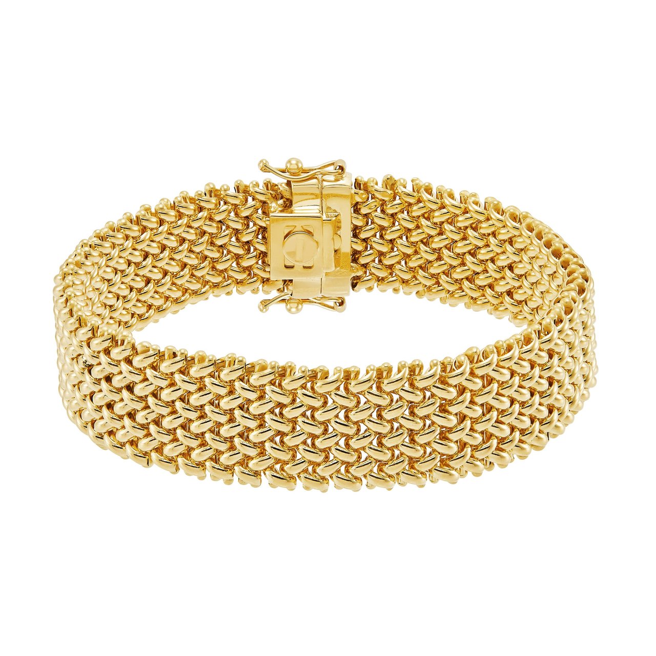 18kt Yellow Gold Woven Bracelet Made in Italy - Image 1