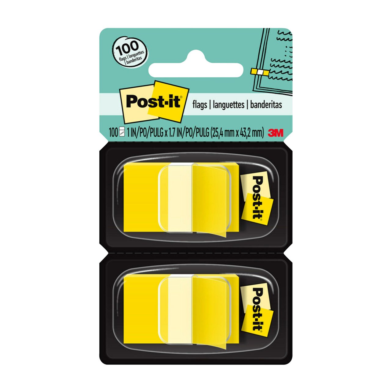 Post-it Flag, 1 in., 2 Pack of 50, Yellow (680-YW2)
