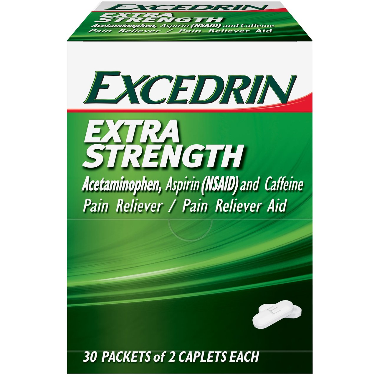 Excedrin Extra Strength Caplets, 2 per Pouch, 30 Count - Image 1