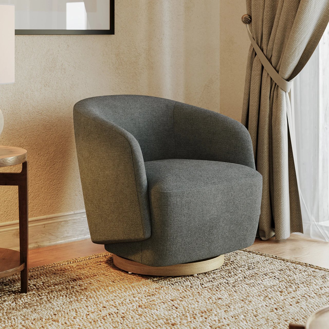 Henredon Murphy Swivel Boucle Chair, Gray (#1812332) - $259.99