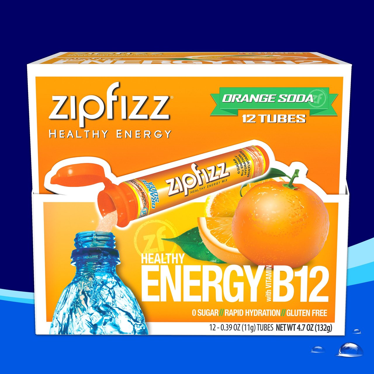 Zipfizz Orange Soda Healthy Energy Drink Mix, 12-Pack - Image 1