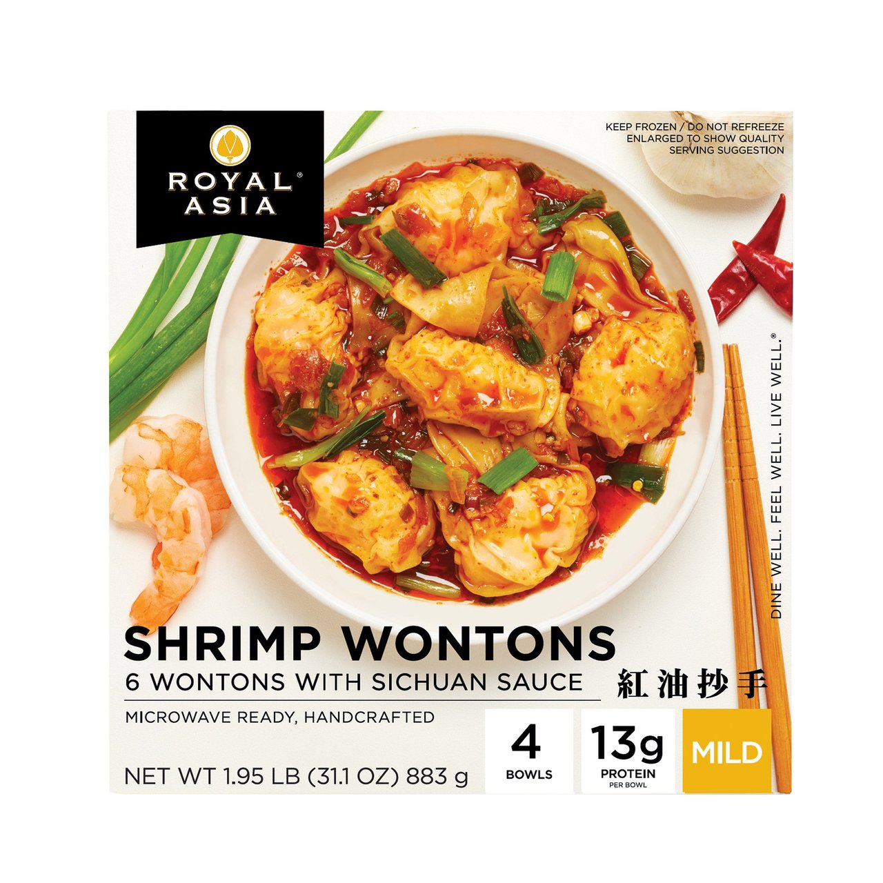 Royal Asia Shrimp Wontons with Sichuan Sauce, 4/7.8 oz - Image 1