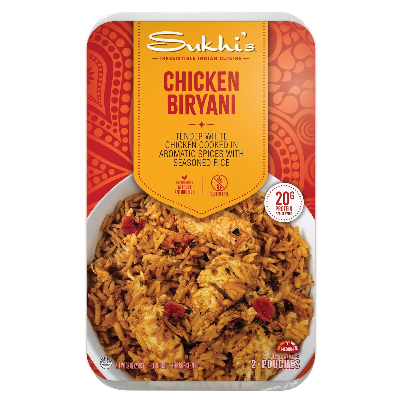 SUKHI'S CHICKEN BIRYANI WITH RICE 2 PACK 16 OZ EACH - Image 1