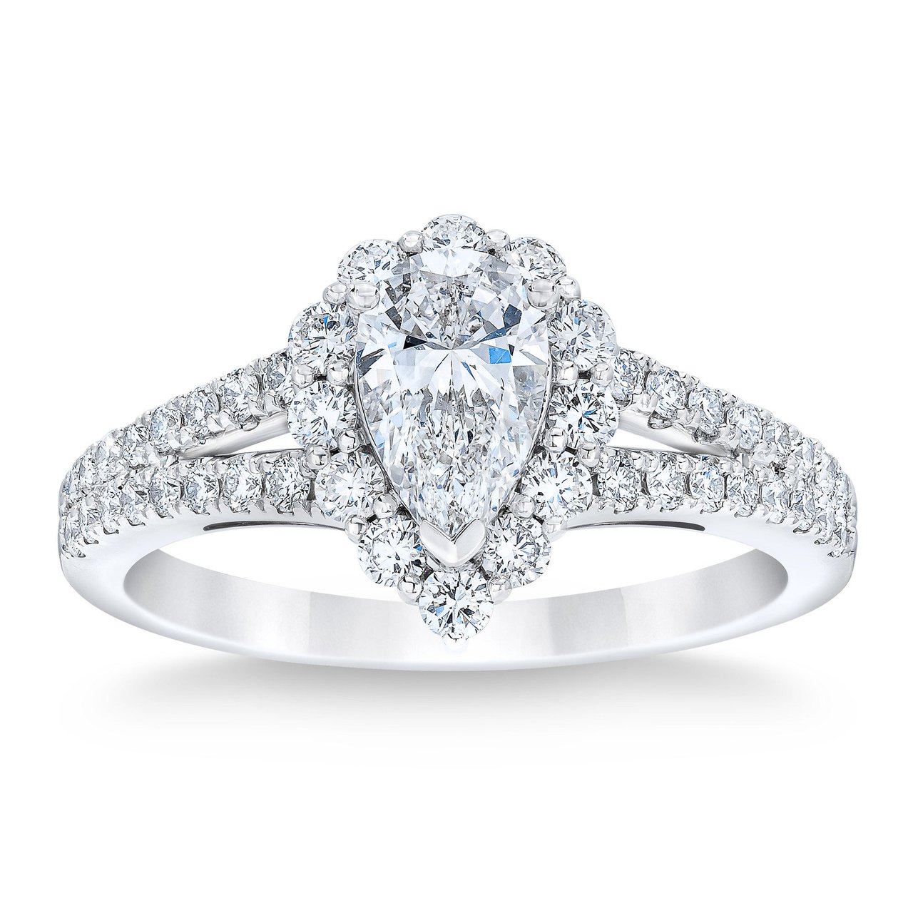 Platinum VS2 I 1.30 ctw Pear Shape Diamond Ring (0.70 ct Center) - Image 1