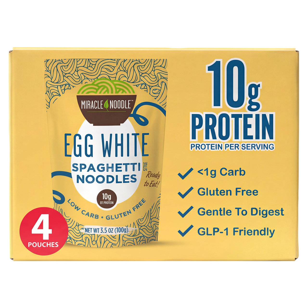 Miracle Noodle Egg White Spaghetti Noodles, 4 x 3.5 oz - Image 1