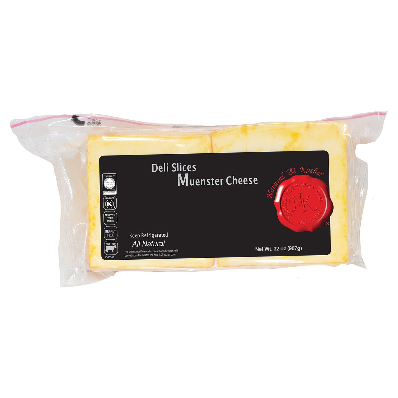 Kosher Sliced Muenster Cheese, 32 Ounces - Image 1