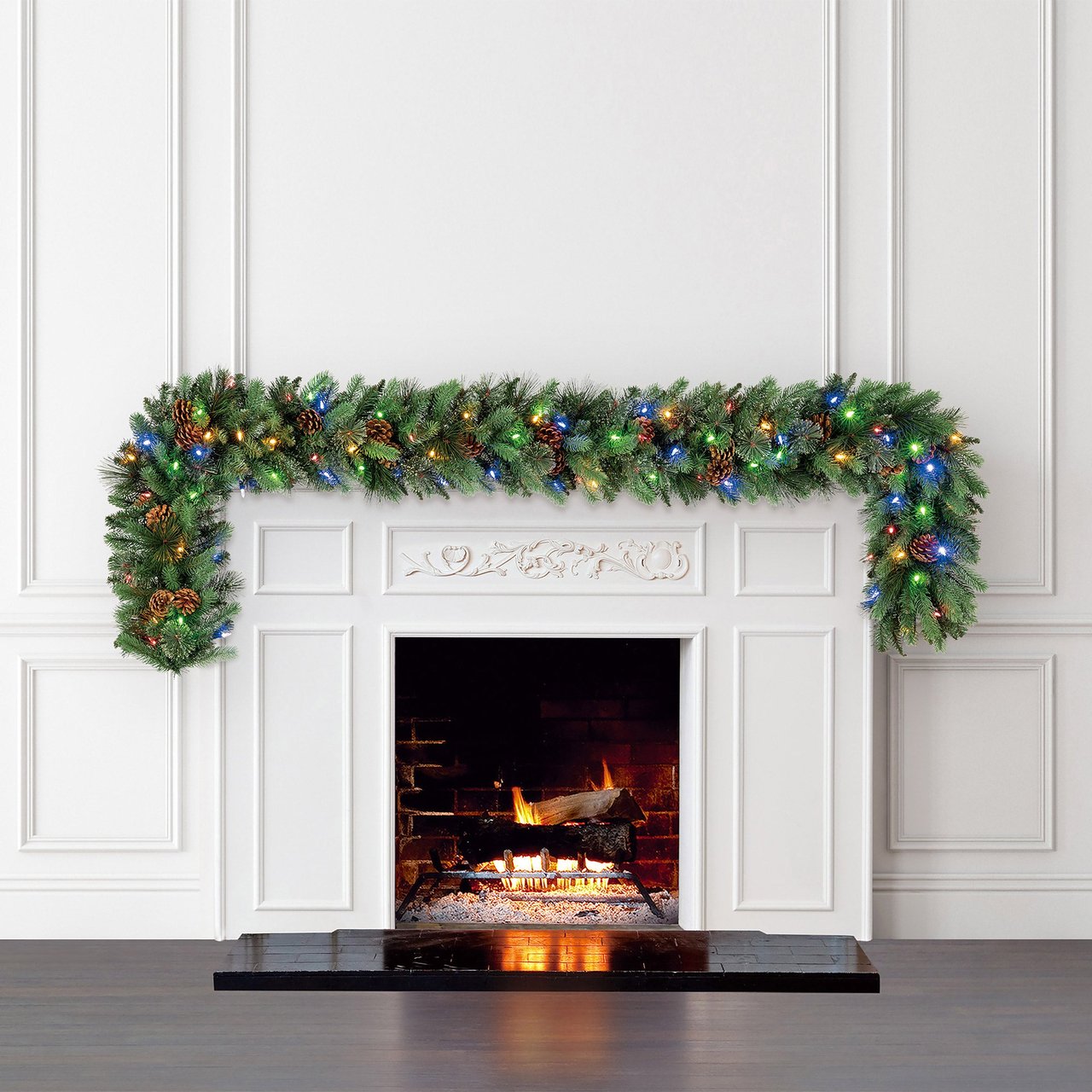 9' Greenery Garland with Dual Color LED Lights - Image 1