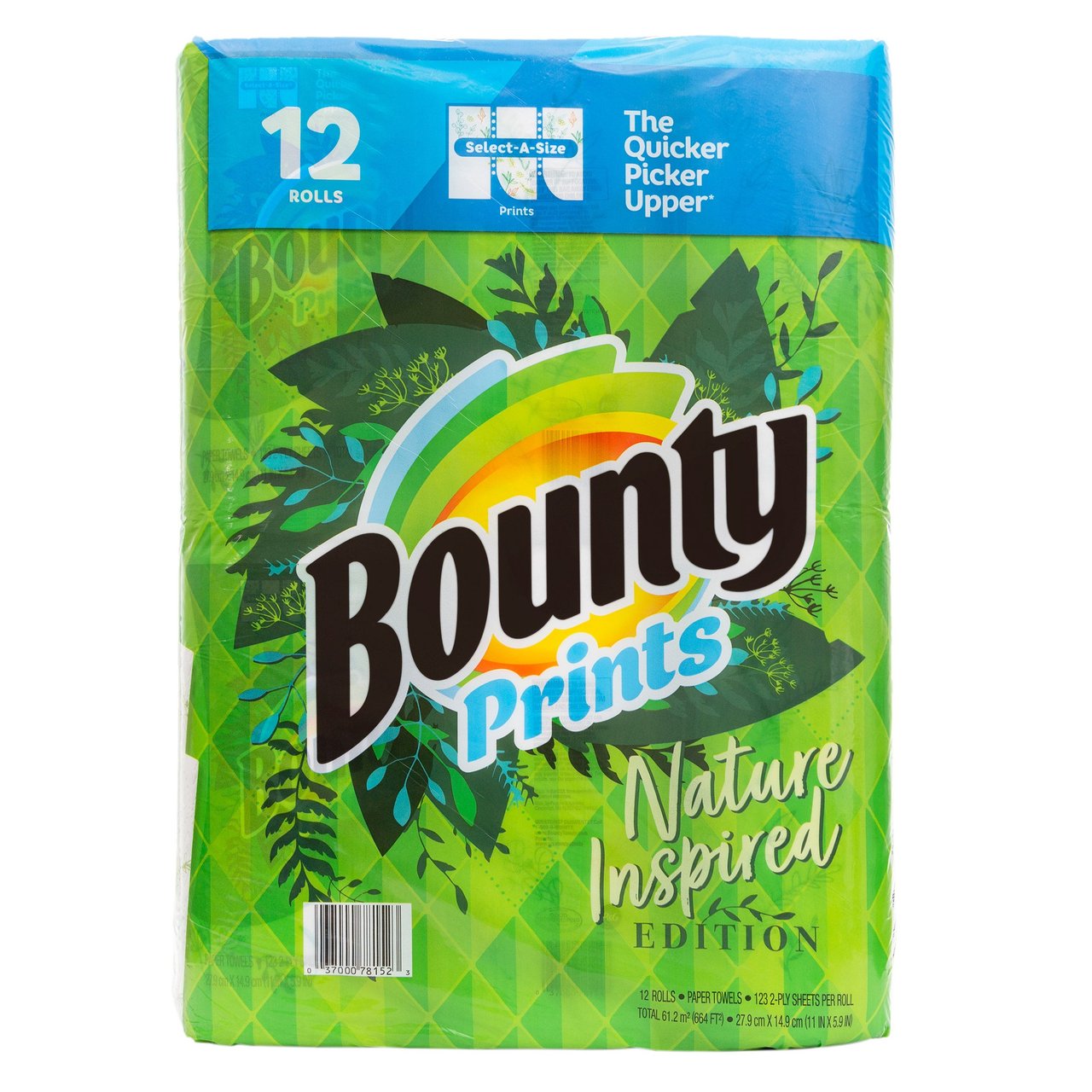 BOUNTY SELECT-A-SIZE PRINT 12 ROLLS / 123 SHEETS