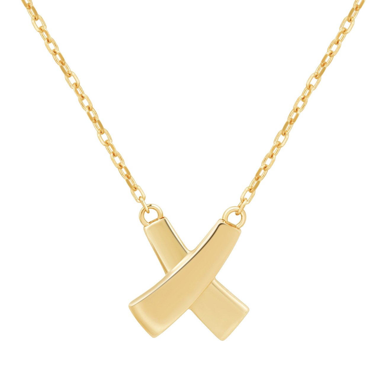 14kt Yellow Gold X Design Pendant 18" Made in Italy - Image 1