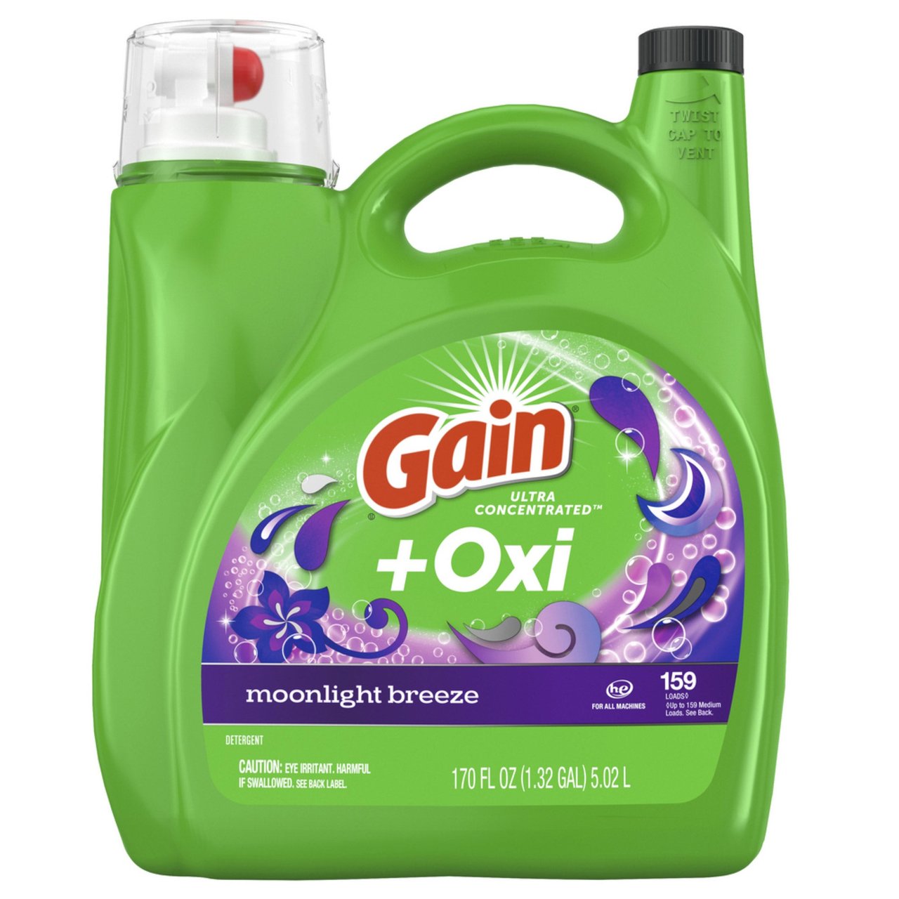 Gain + Oxi Moonlight Breeze Liquid HE Laundry Detergent, 170 fl oz, 159 Loads - Image 1