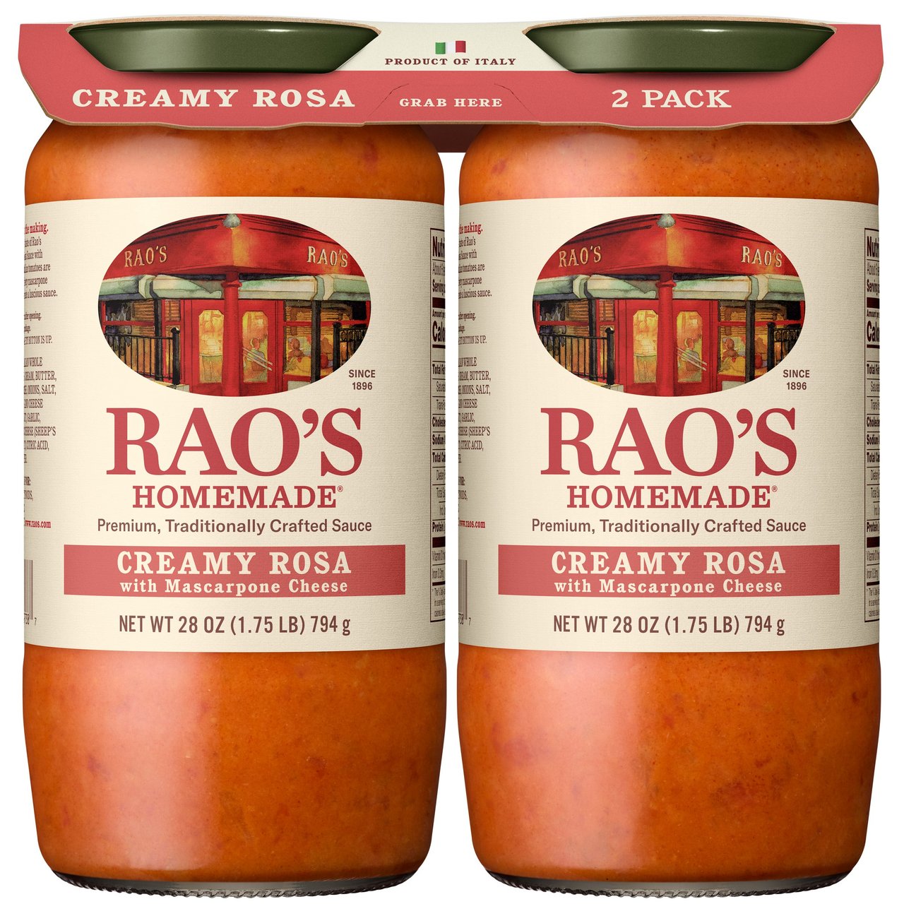 Rao's Homemade Creamy Rosa Sauce with Mascarpone Cheese, 2 x 28 oz - Image 1