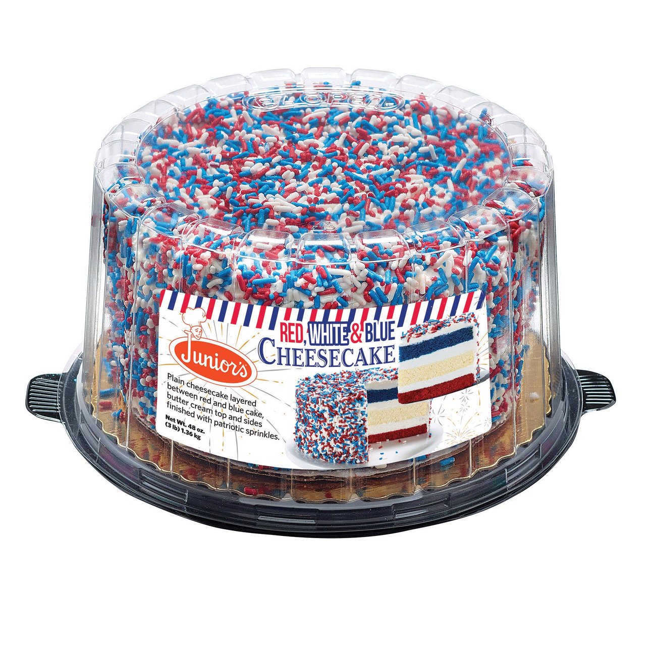 Junior's Red, White & Blue Cheesecake 48oz (3 lb) - Image 1