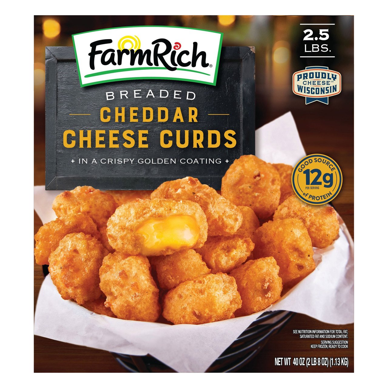 Farm Rich Breaded Cheddar Cheese Curds 2.5 Pound Box - Image 1