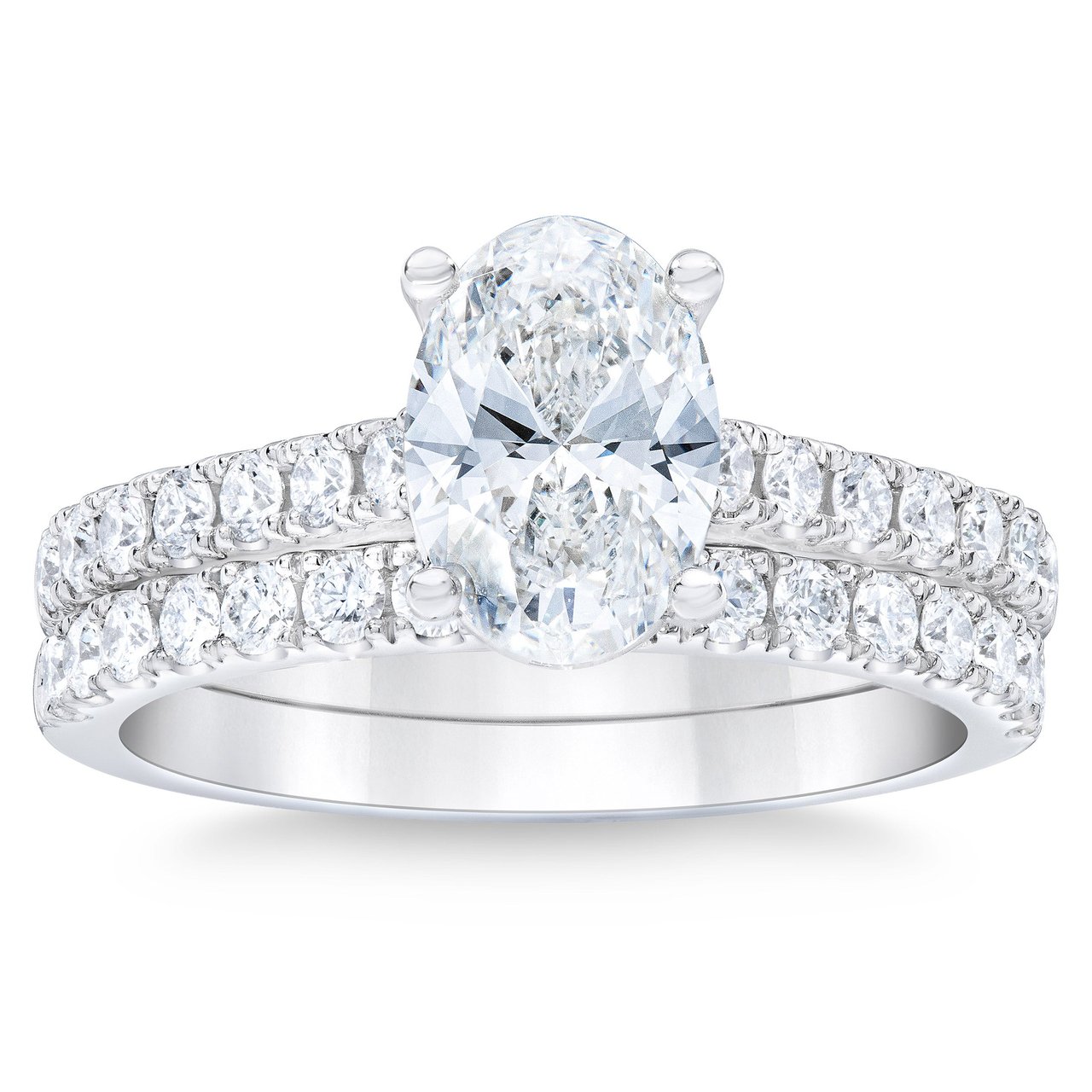 2.49CTW OVAL CUT PLATINUM WEDDING SET 1.73CT CENTER VVS2 "F" - Image 1