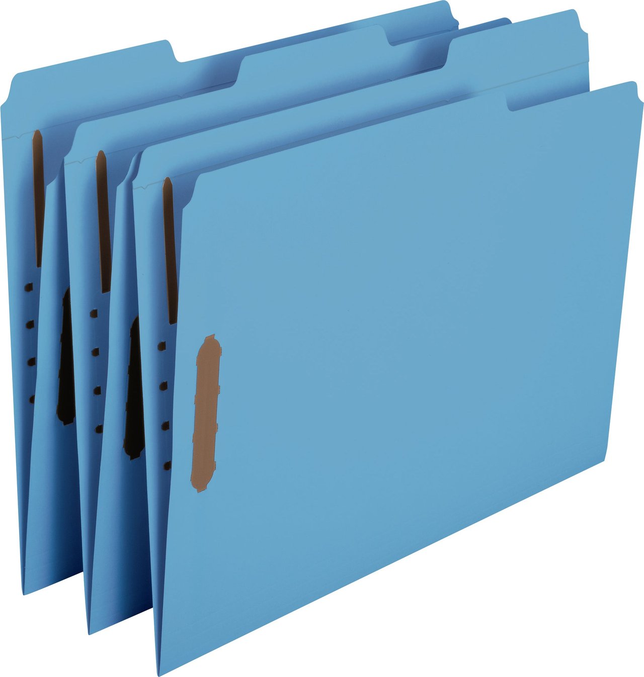 Smead Top Tab Colored Fastener File Folders, 2 Fasteners, Letter Size, Blue, 50-Count Box - Image 1