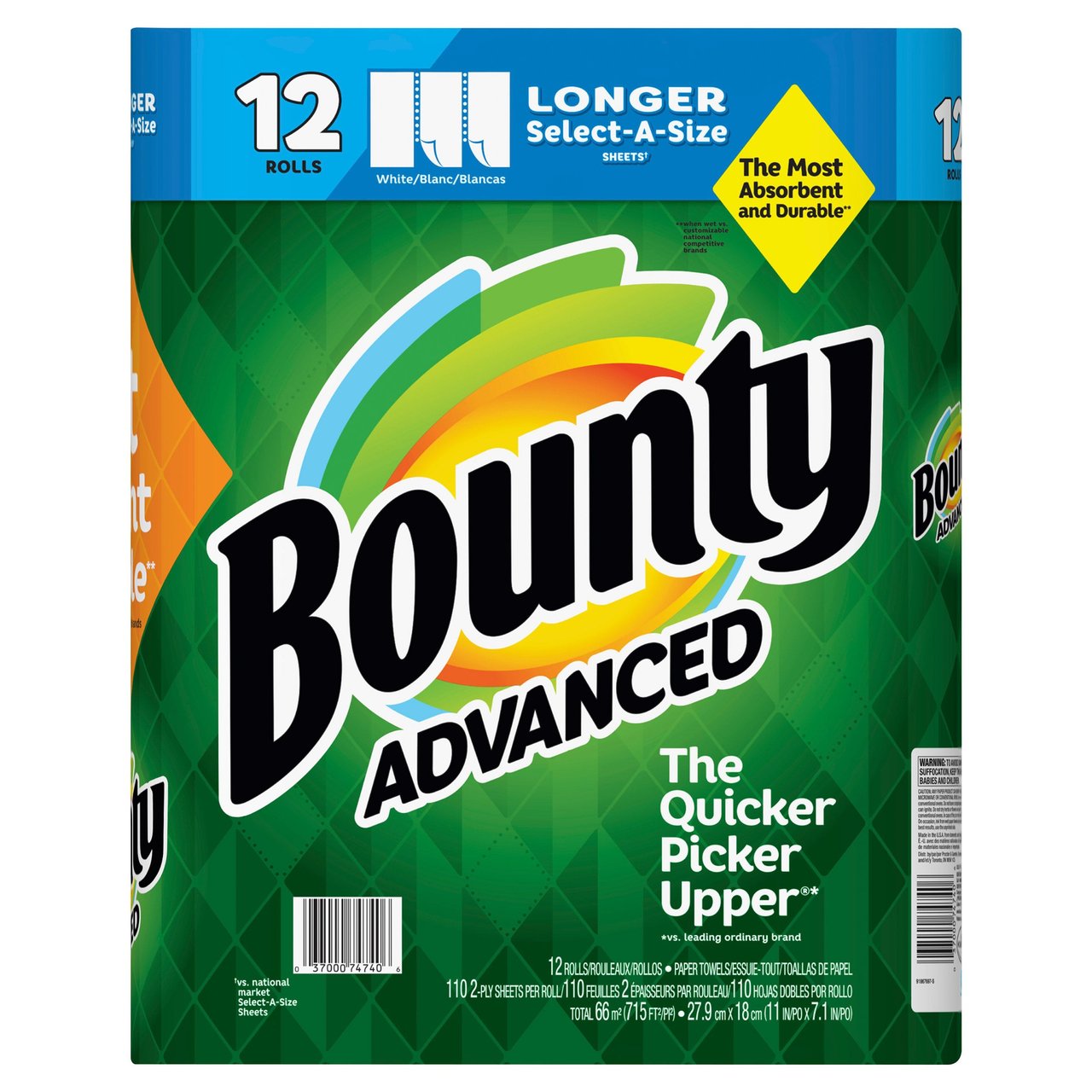 Bounty Advanced Select-A-Size 12 Rolls, 110 Sheets Per Roll - Image 1