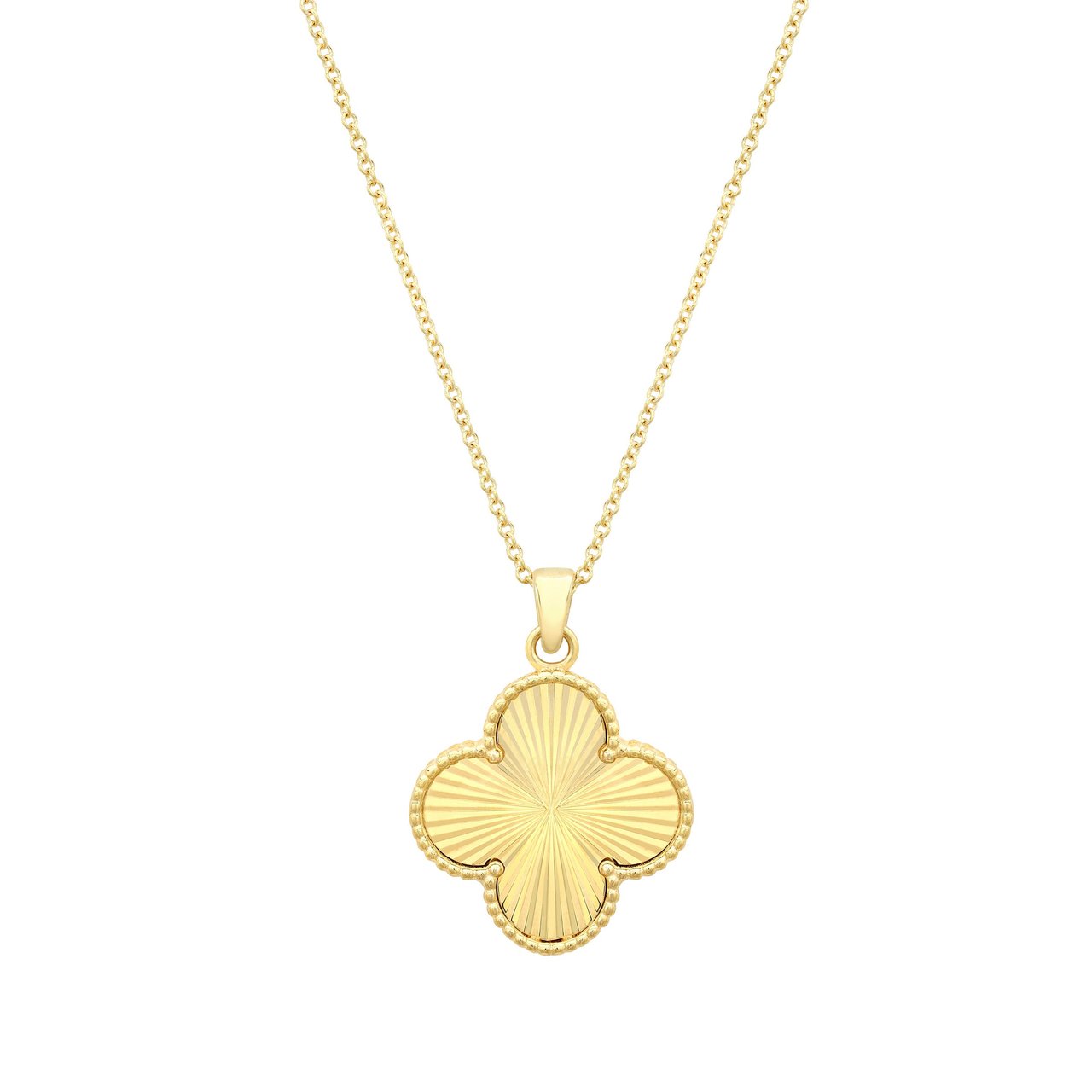 14kt Yellow Gold Clover Necklace 18" Made in Italy - Image 1