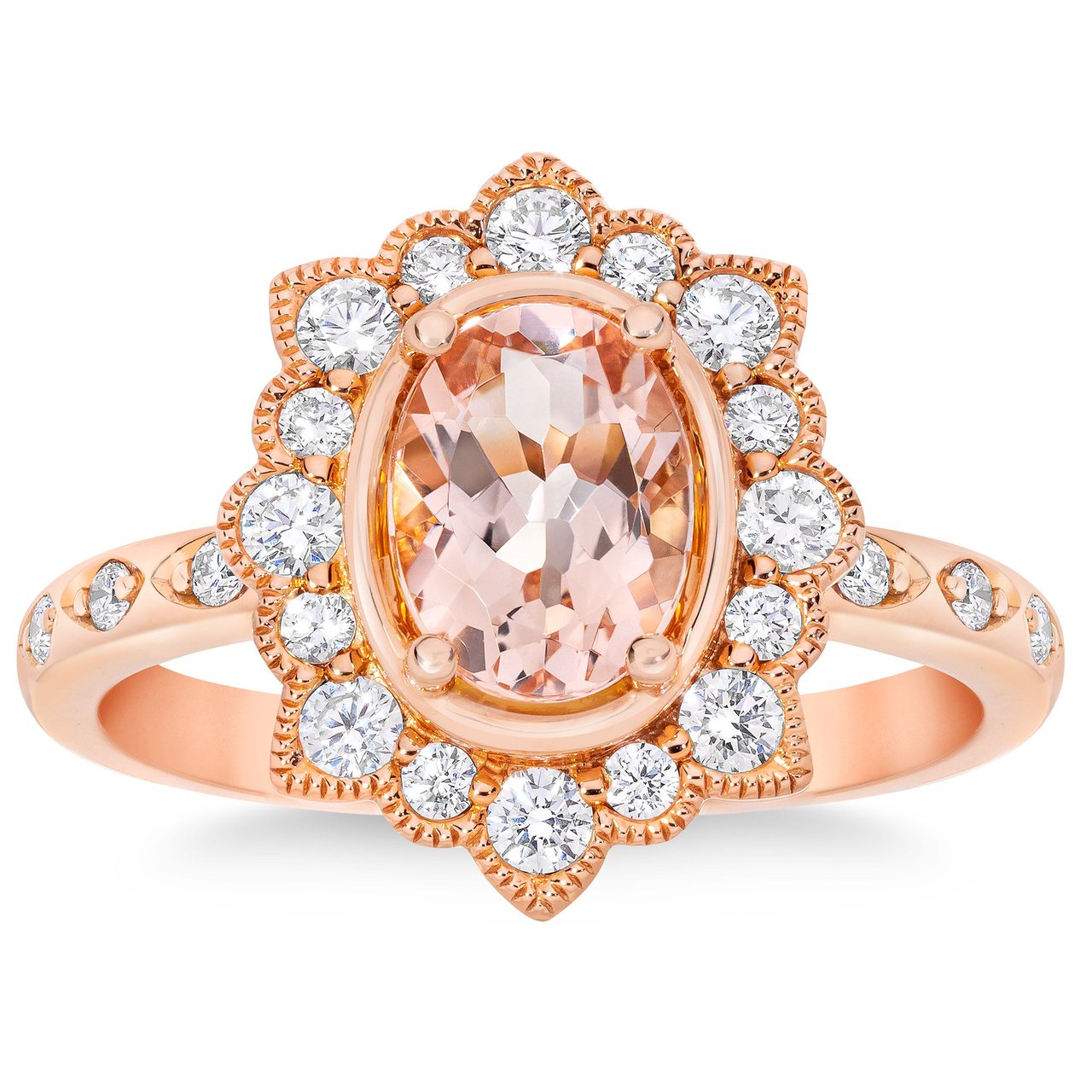 14kt Rose Gold 0.43 CTW VS2, I Diamond and Morganite Ring - Image 1