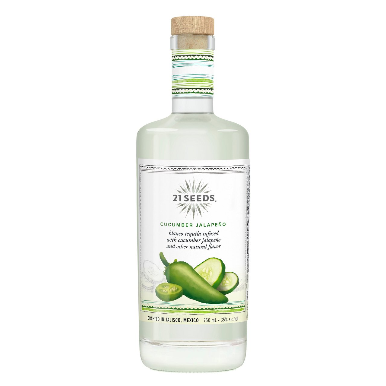 21 Seeds Cucumber & Jalapeño Infused Tequila, Mexico, 750 ml - Image 1
