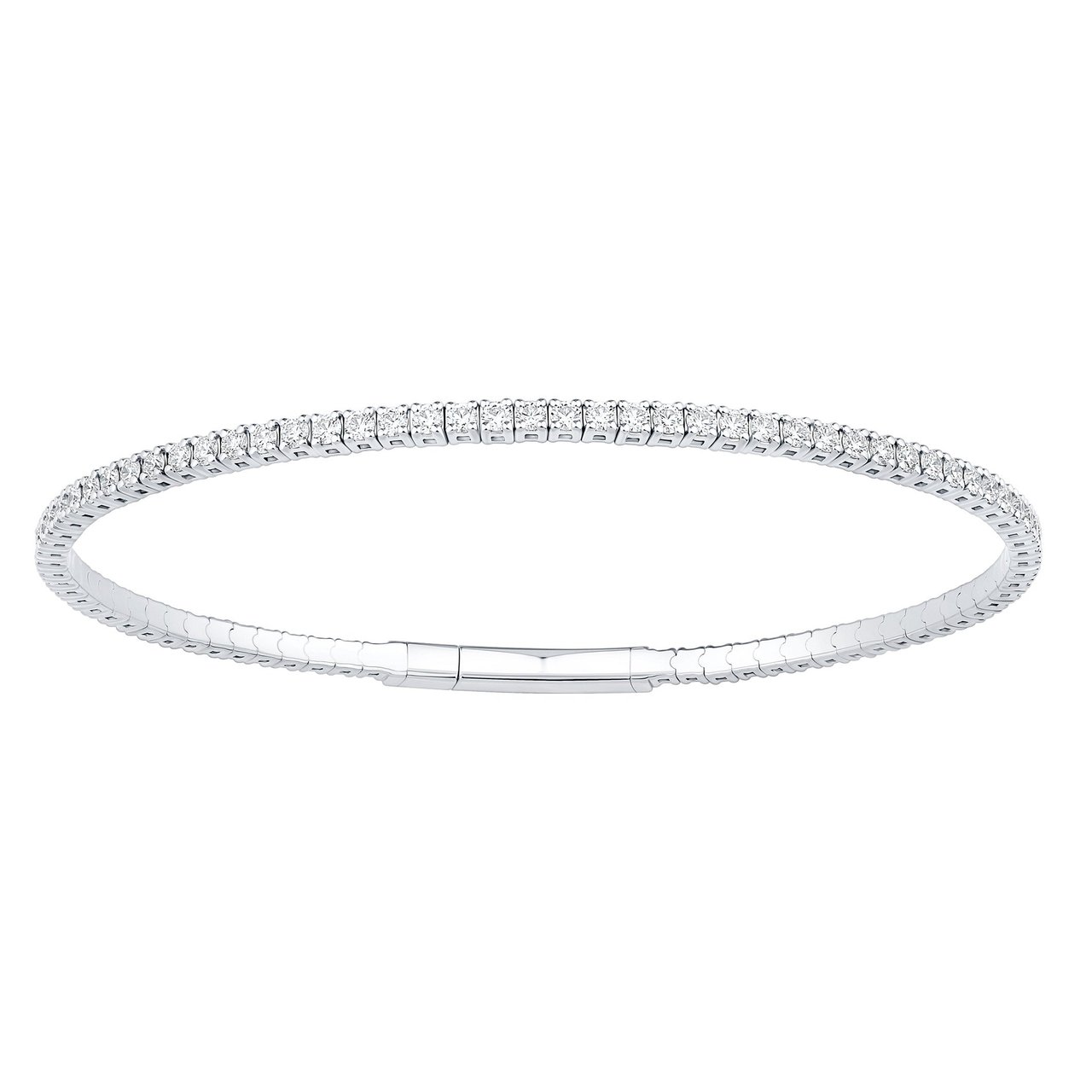 14kt White Gold VS2 G 2.00ctw Round Diamond Bangle Bracelet - Image 1