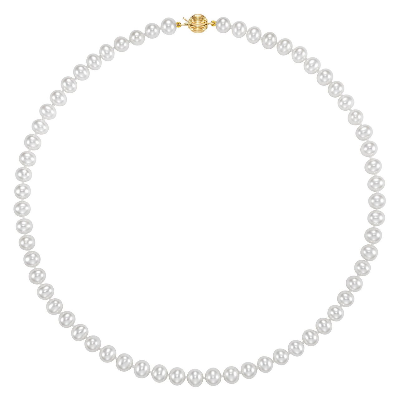 14KT Gold 6.5-7mm Freshwater Cultured Pearl 18" Necklace - Image 1