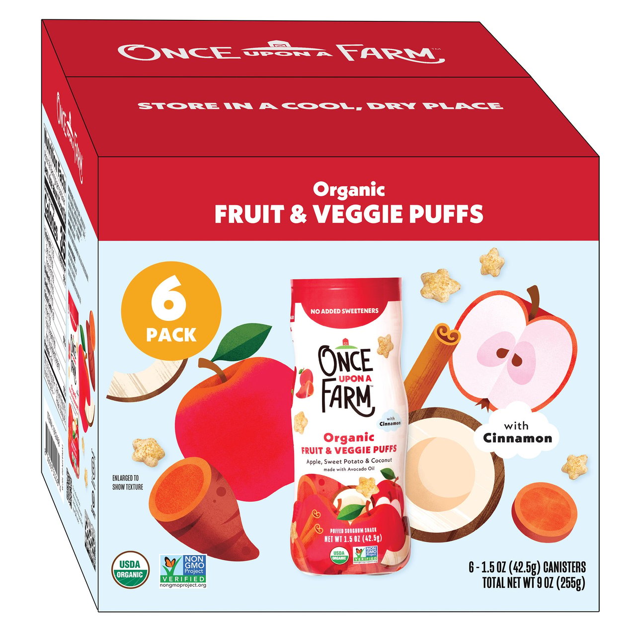 Once Upon a Farm Organic Fruit & Veggie Puffs, 6-Pack (1.5 oz each) - Image 1