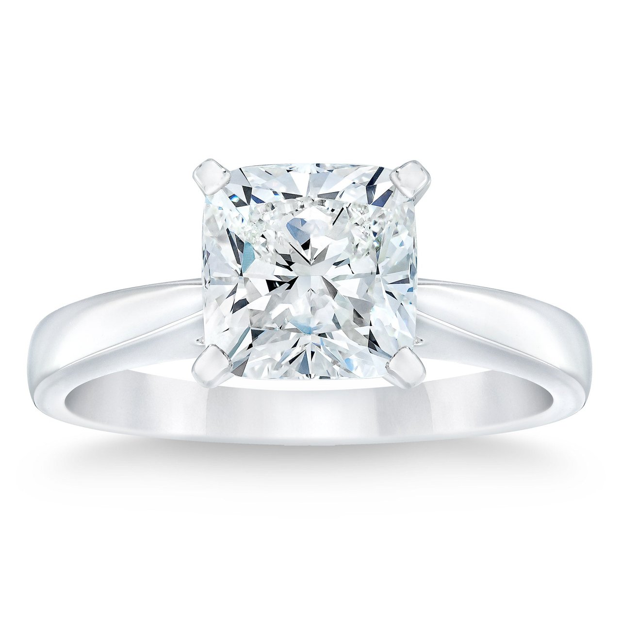 2.00 CT Cushion Cut Platinum Solitaire Ring, VS2 "I" Color