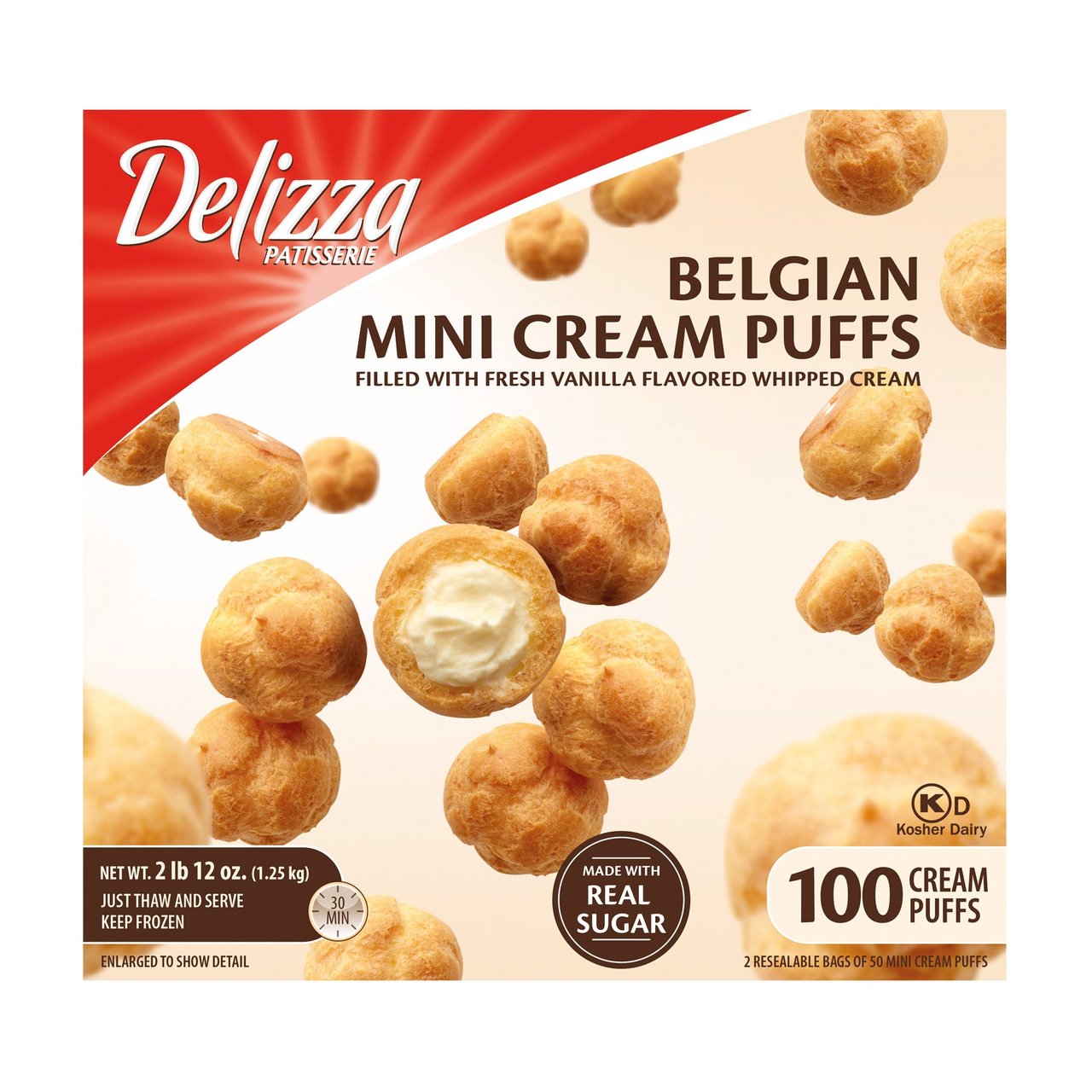 Delizza Belgian Mini Cream Puffs 100 CT / 44 oz - Image 1