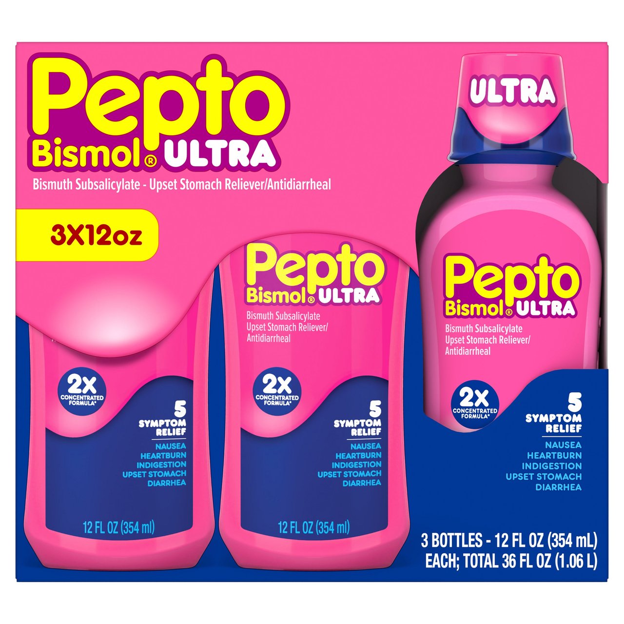 Pepto Bismol Ultra Liquid 3 x 12 oz - Image 1