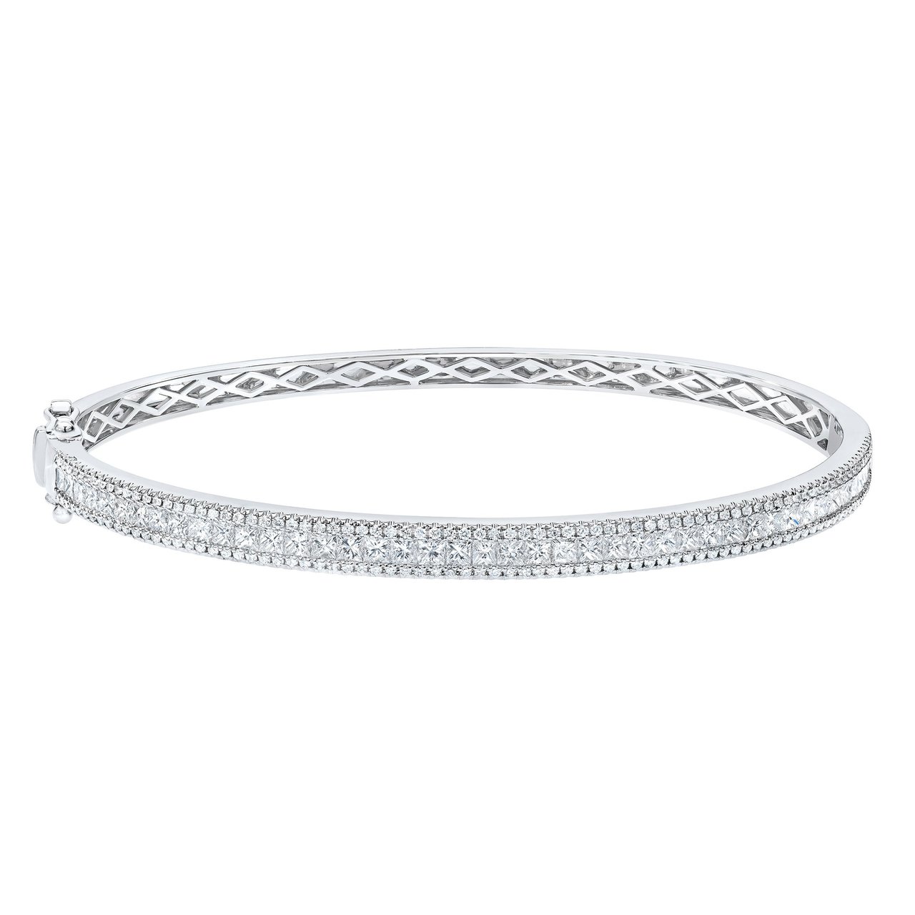 14kt White Gold VS2 I Color 2.45 CTW Round and Pear Diamond Bangle - Image 1