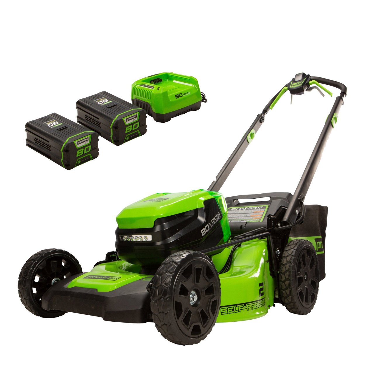 Greenworks Pro 80V 21" Self-Propelled Mower with Two 4Ah Batteries - Image 1