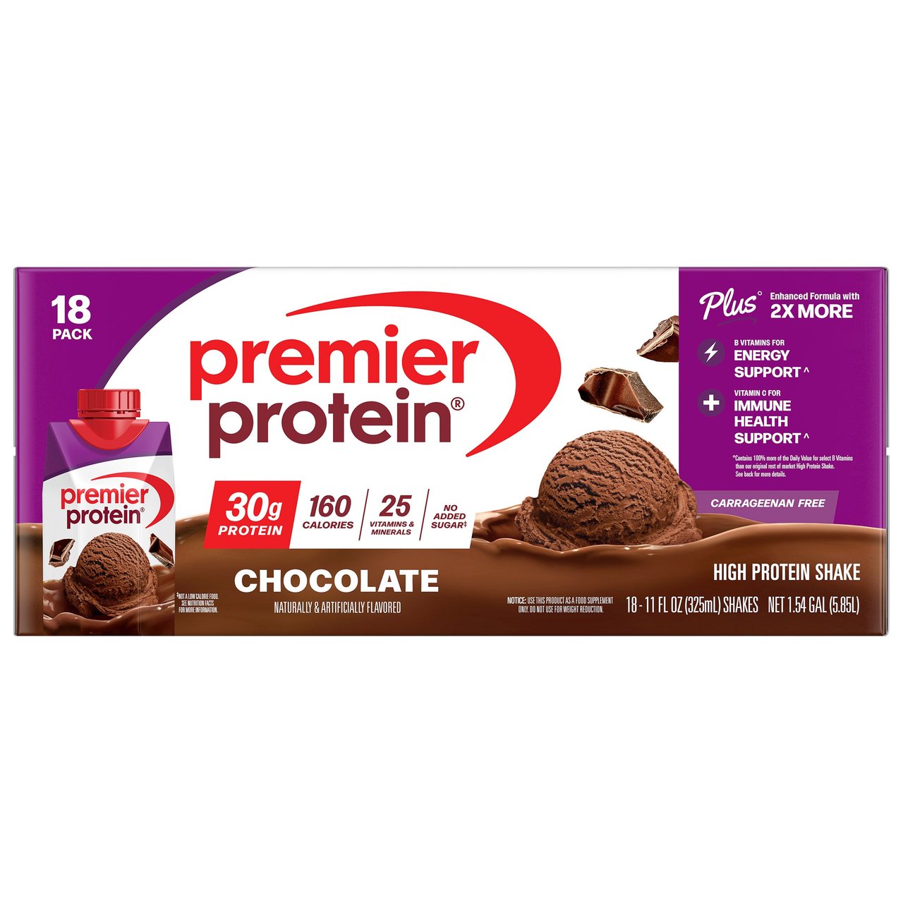 Premier Protein Chocolate Shake, 18-Pack, 11 fl oz Each - Image 1