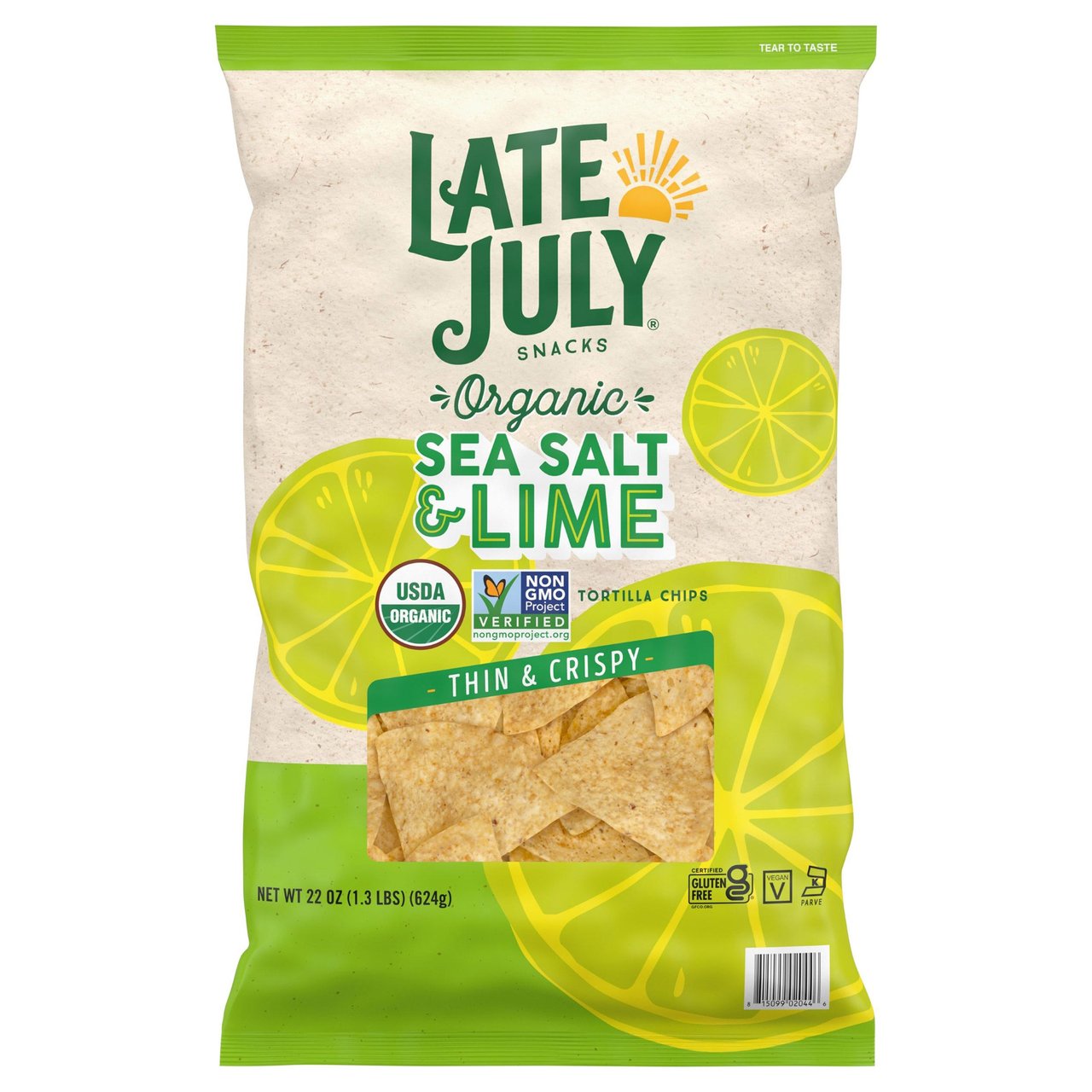 Late July Organic Sea Salt & Lime Restaurant Style Tortilla Chips, 22 oz