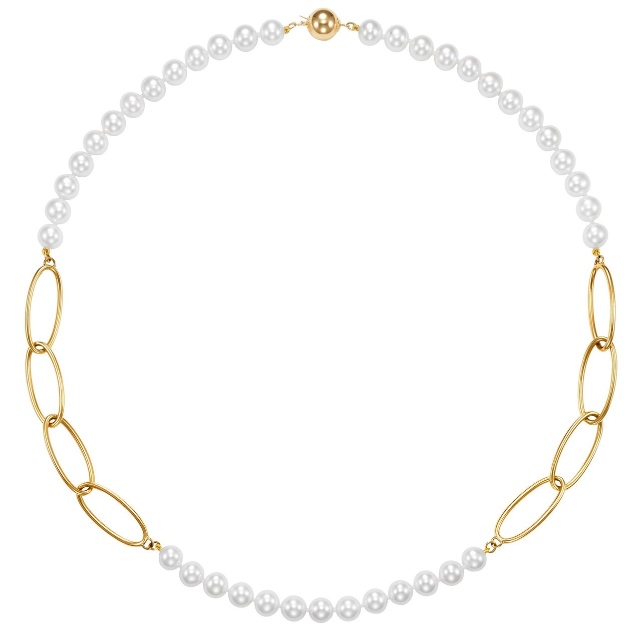 14KT Gold 7-7.5mm Freshwater Cultured Pearl 20" Necklace - Image 1