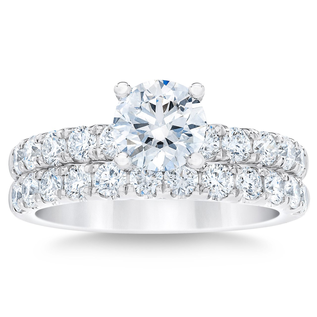 2.28 CTW Round Diamond Platinum Wedding Set, 1.10 CT Center, VVS2 Clarity, I Color - Image 1