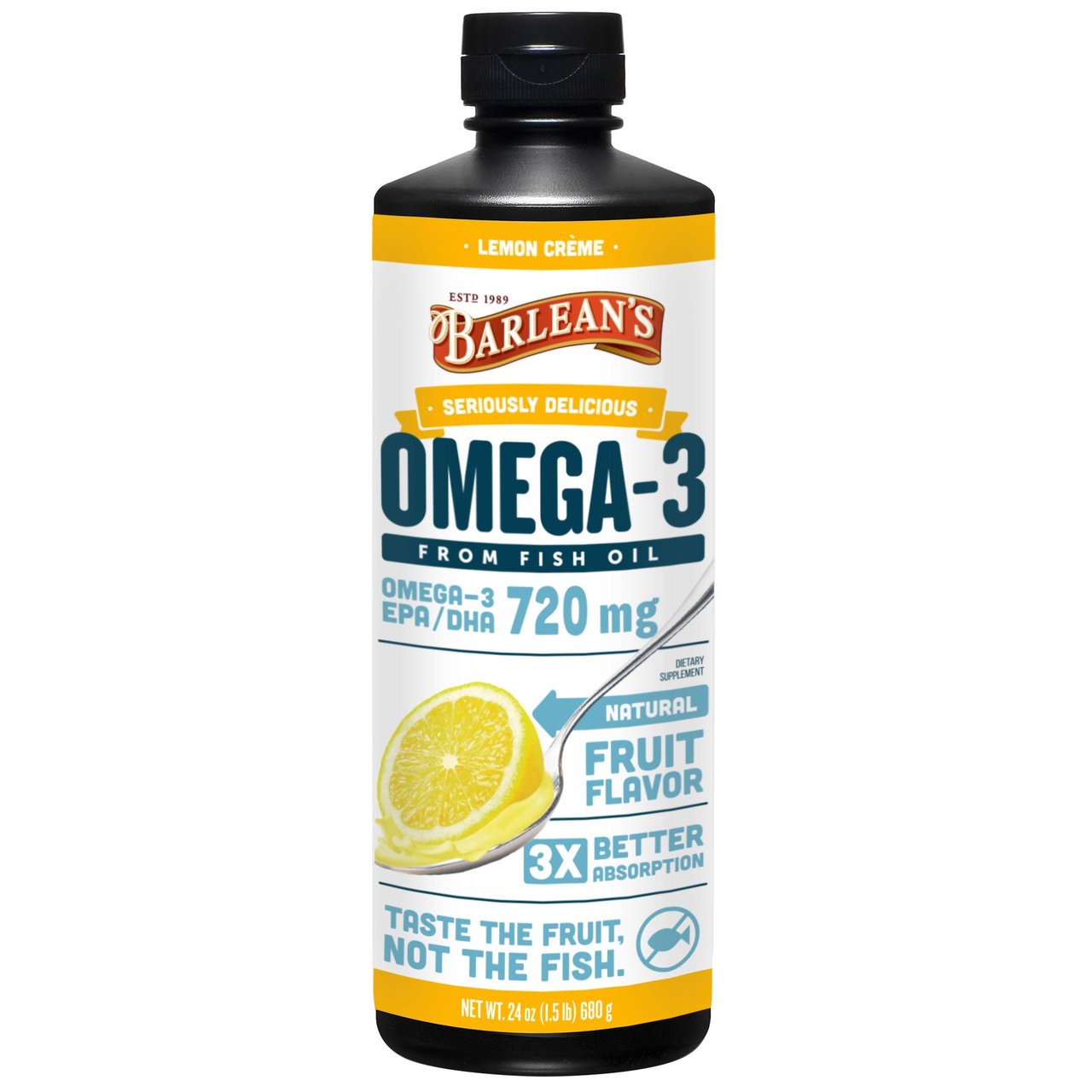 Barlean's Omega Fish Oil Lemon Zest Swirl 24 Ounce - Image 1