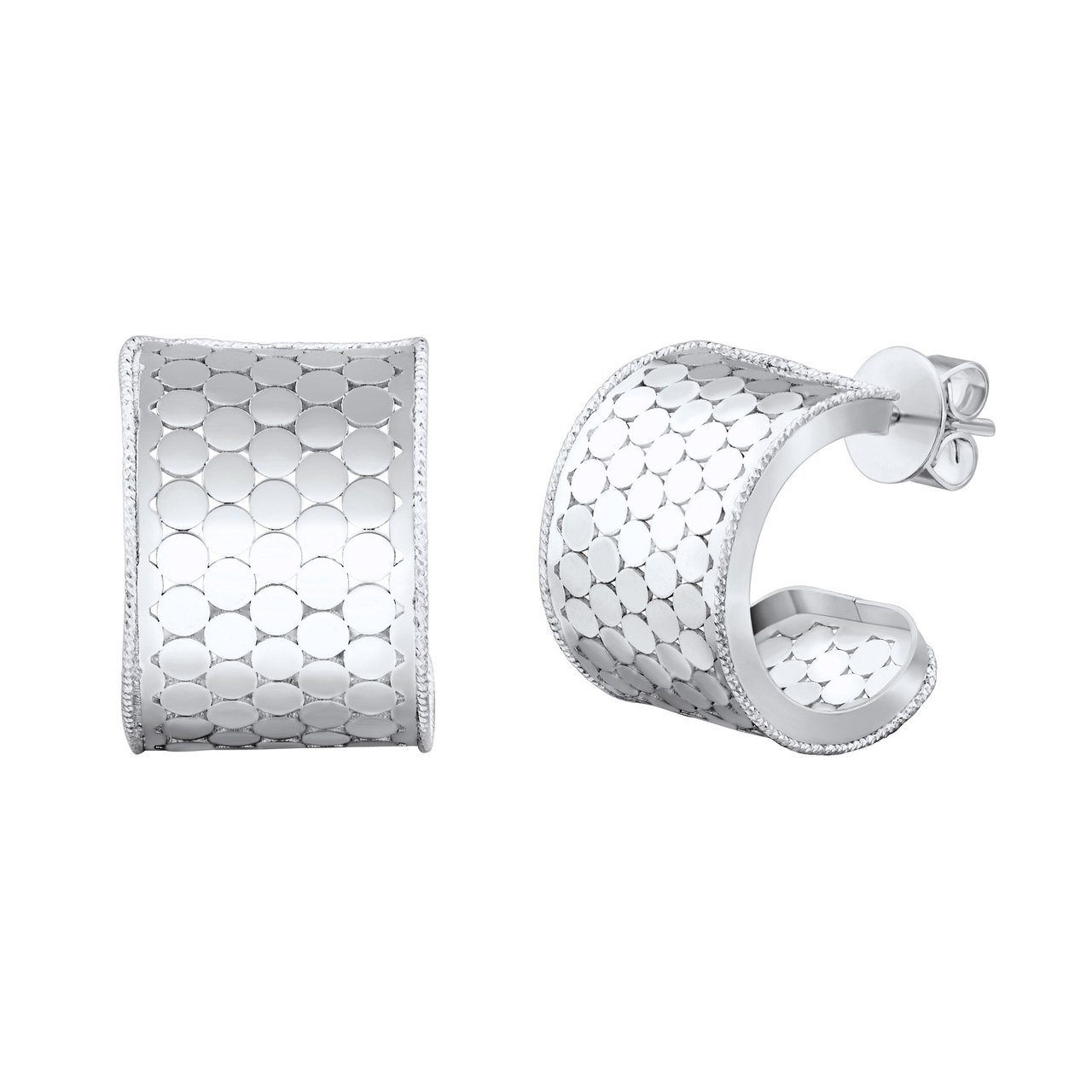 14KT White Gold J Hoop Earrings Made in Italy - Image 1