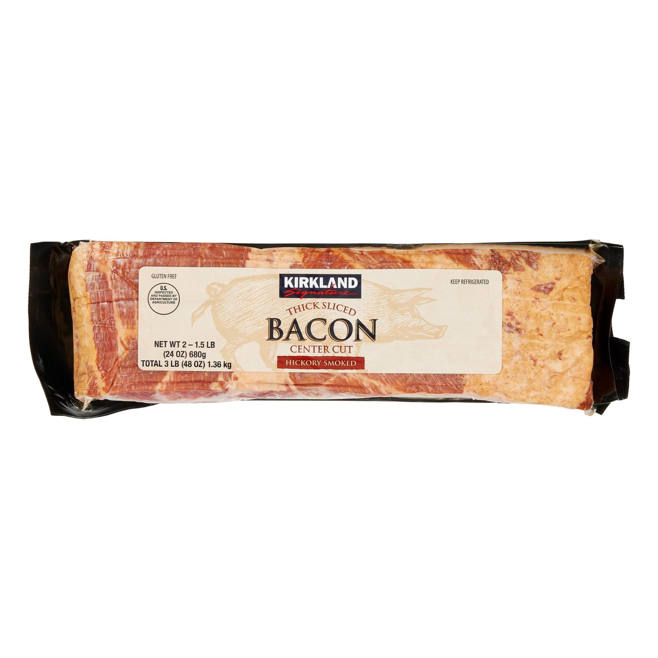 Kirkland Signature Thick Sliced Bacon 2/1.5 lbs (3 lbs)