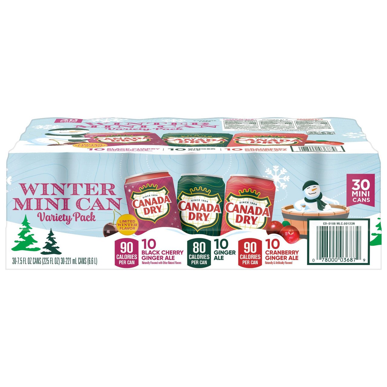 Canada Dry Winter Mini Variety 30 Pack 7.5oz Each - Image 1
