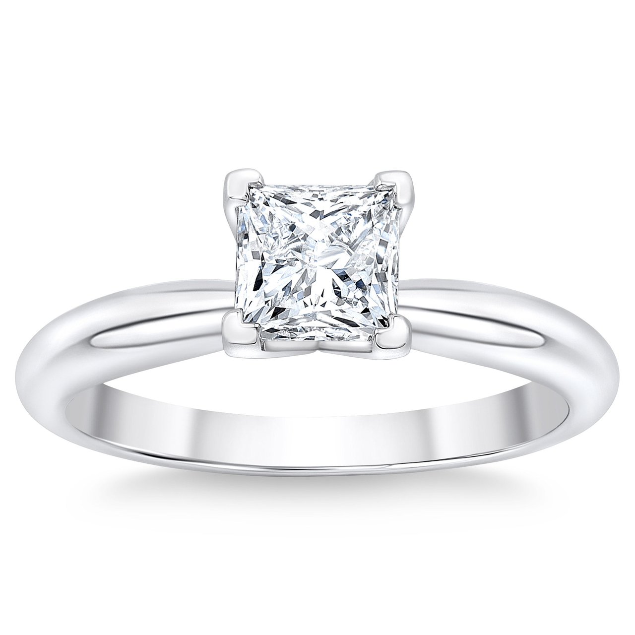 Platinum VS2 I 1.0ct Princess Cut Diamond Solitaire Ring - Image 1